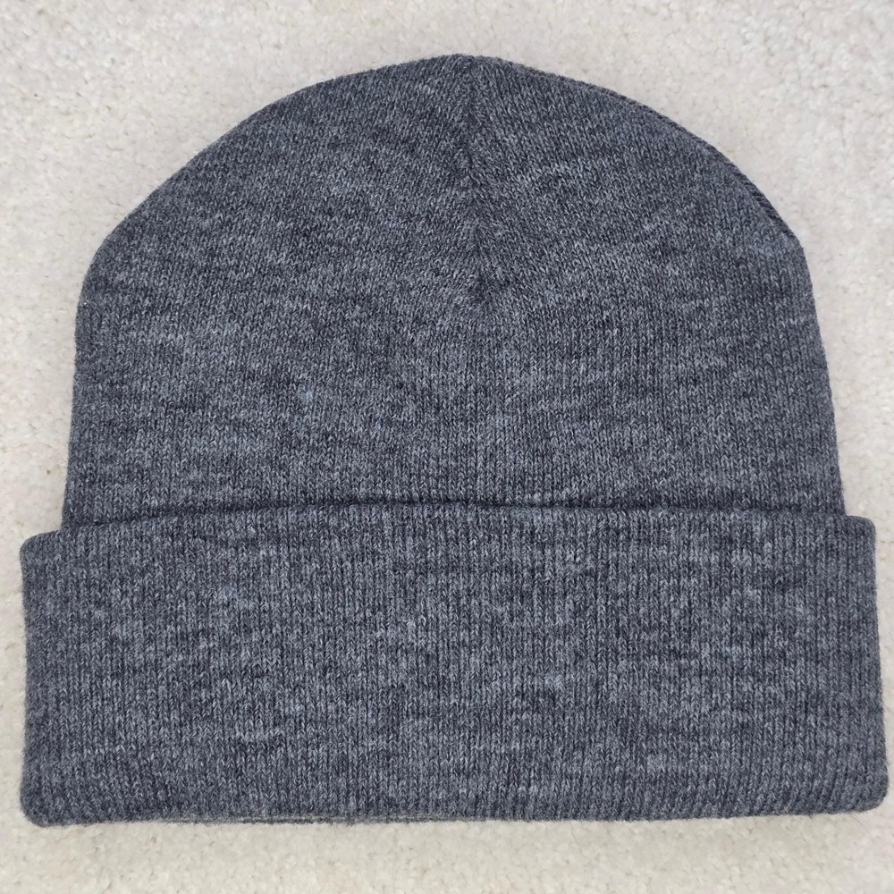 Vintage Heavyweight‎ Heather Gray Knit Beanie Hat – Double Layer Watch Cap